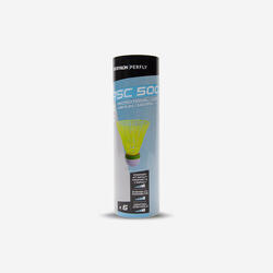 Badminton shuttles in plastic PSC 500 medium 6 stuks geel
