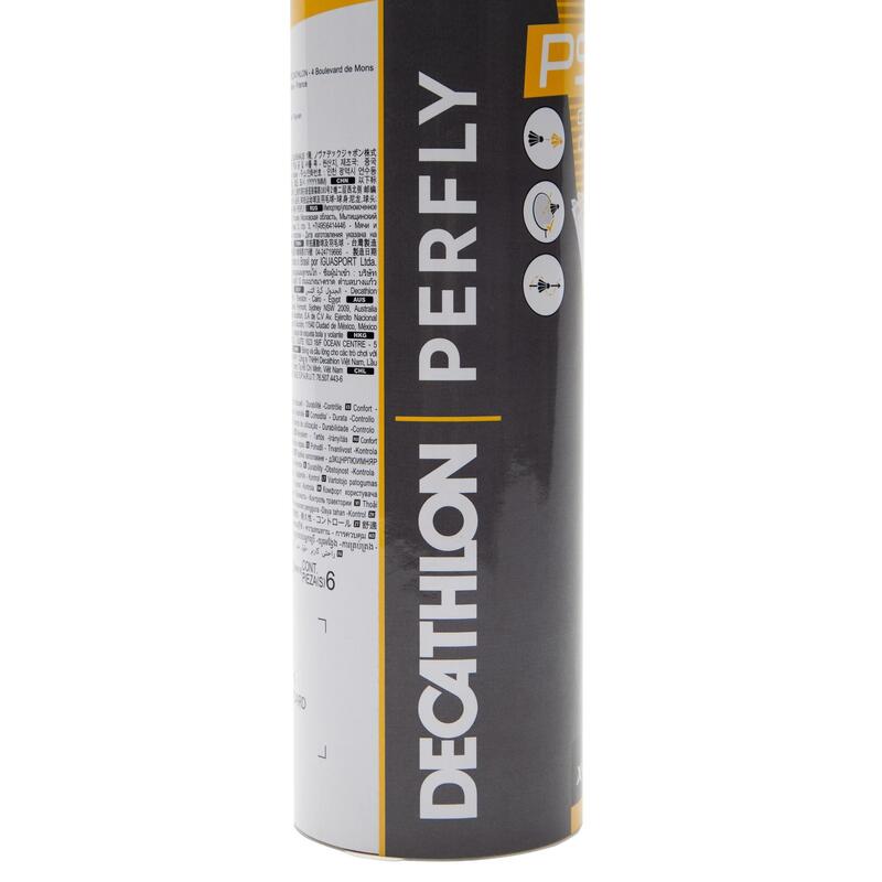 VOLANTE DE BÁDMINTON DE PLÁSTICO PERFLY PSC 900 BLANCO x6 MEDIO