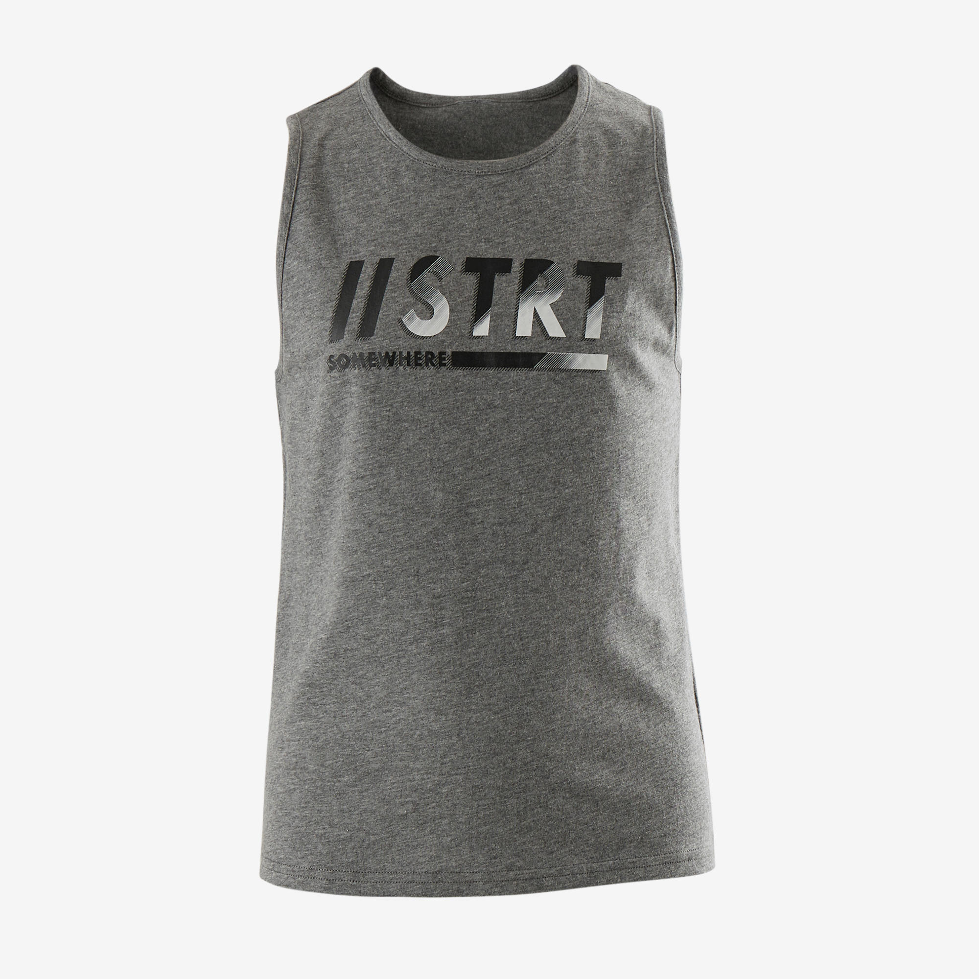 

100 Boys' Gym Tank Top - Grey Print -  By DOMYOS | Decathlon