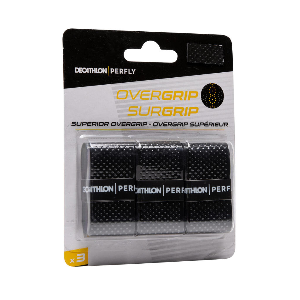 Badminton Griffband Superior Overgrip 3er Pack schwarz