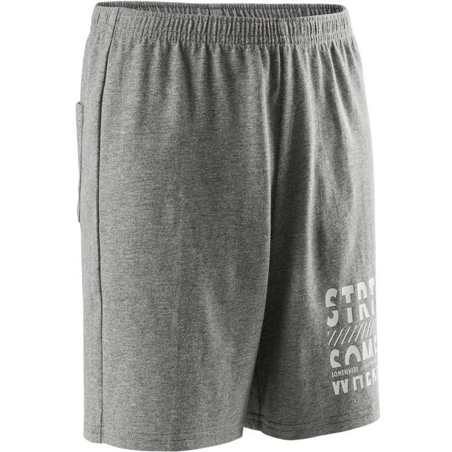 Boys' Gym Shorts 100 Heathered Dark Grey/Print