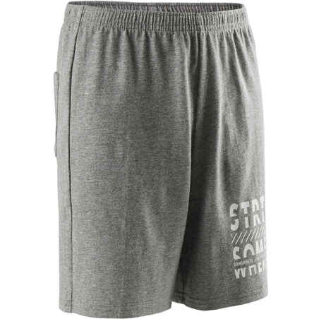 Boys' Gym Shorts 100 - Heathered Dark Grey/Print