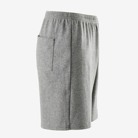 Short 100 garçon GYM ENFANT gris chiné foncé imprimé