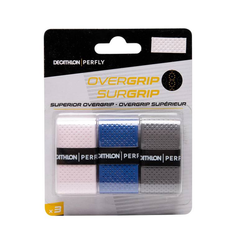 BADMINTON SUPERIOR OVERGRIP X 3 PINK BLUE GREY