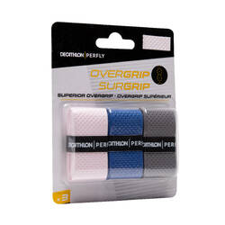 BADMINTON SUPERIOR OVERGRIP X 3 PINK BLUE GREY