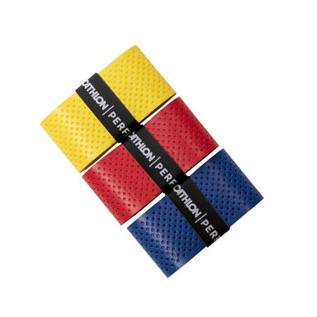 BADMINTON SUPERIOR OVERGRIP X 3 YELLOW RED BLUE