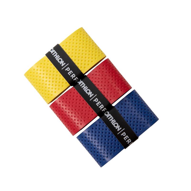 BADMINTON SUPERIOR OVERGRIP X 3 YELLOW RED BLUE