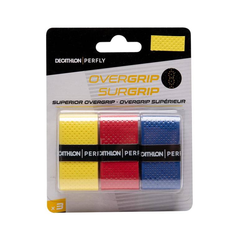 Badminton Superior Overgrip x 3 Yellow Red Blue