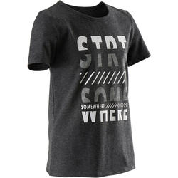 T-shirt manches courtes 100 garçon GYM ENFANT gris chiné foncé imprimé