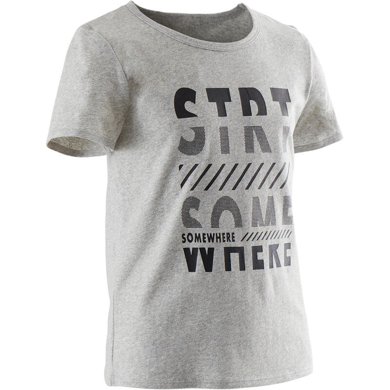 Boys' Recycled Short-Sleeved Gym T-Shirt 100 - Heathered Grey Print