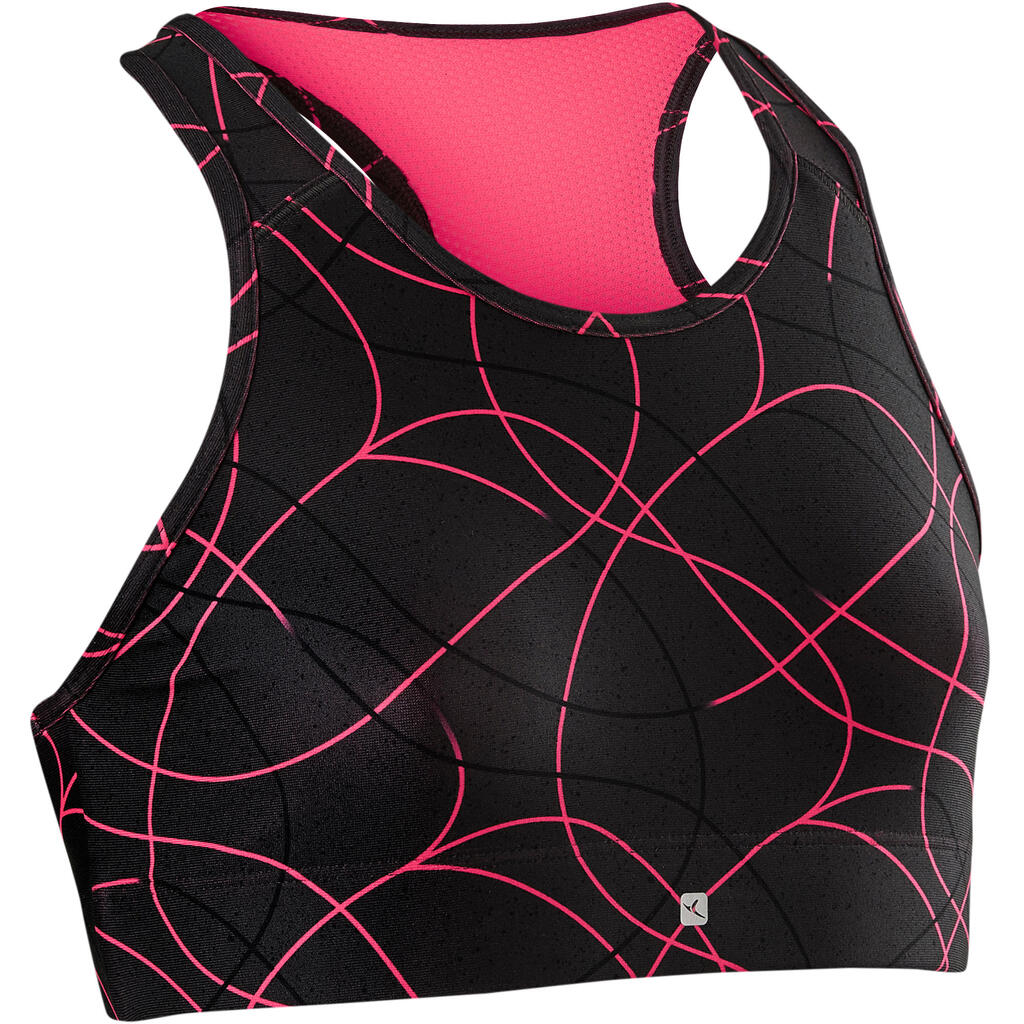 S900 Girls' Gym Breathable Sports Bra - Black AOP