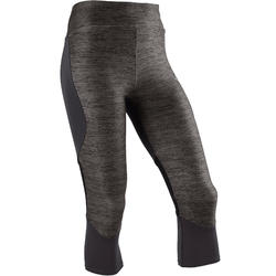 S500 Girls' Breathable Synthetic Gym Cropped Bottoms - Grey