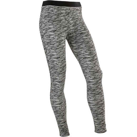 
      Girls' Breathable Cotton Gym Leggings 500 - Black Print
  