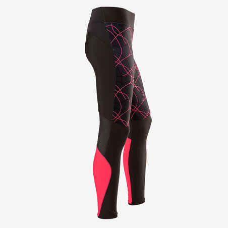 S900 Girls' Gym Breathable Leggings - Black AOP