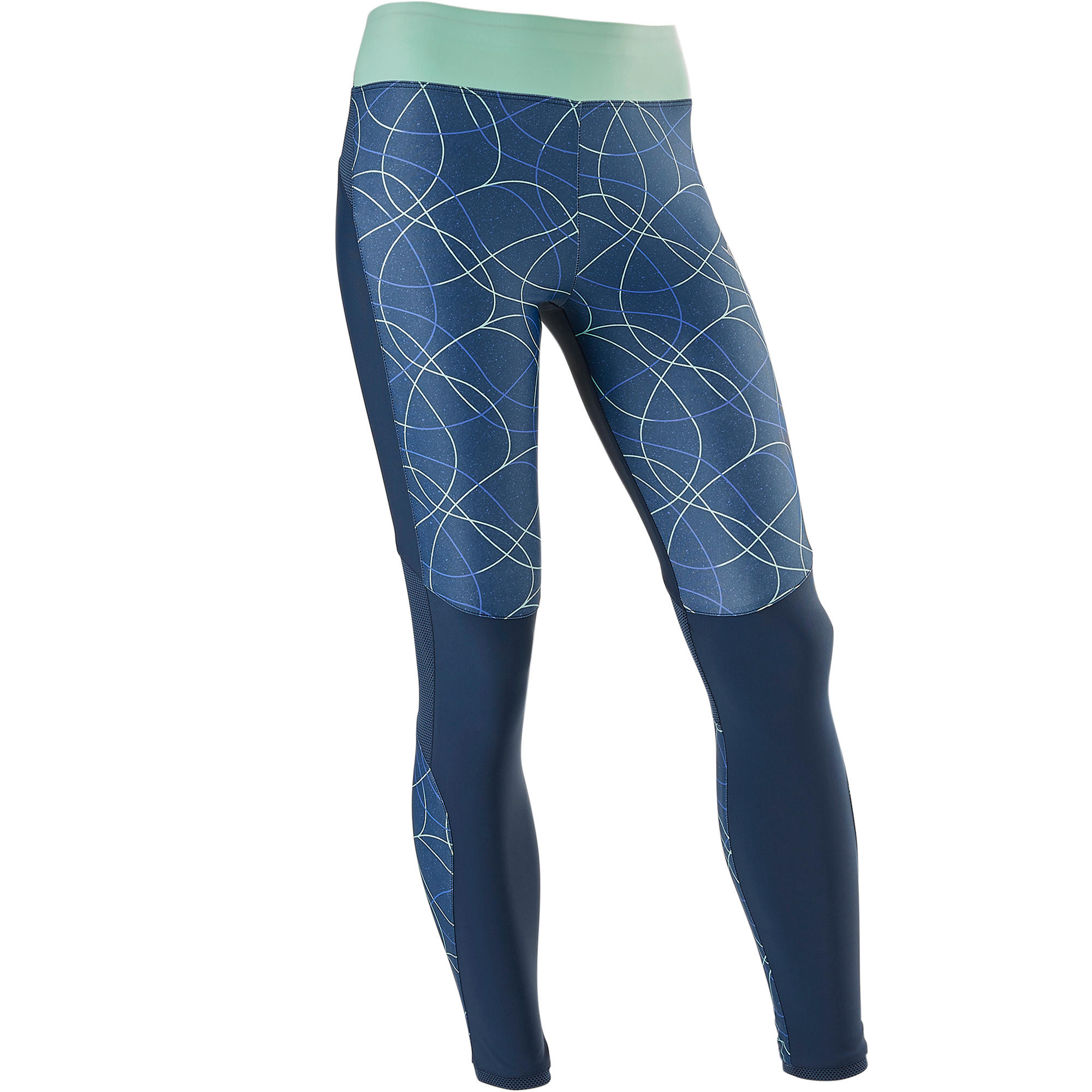 Domyos Ademende Legging S900 Meisjes Gym Kinderen Blauw Aop domyos kopen in de aanbieding