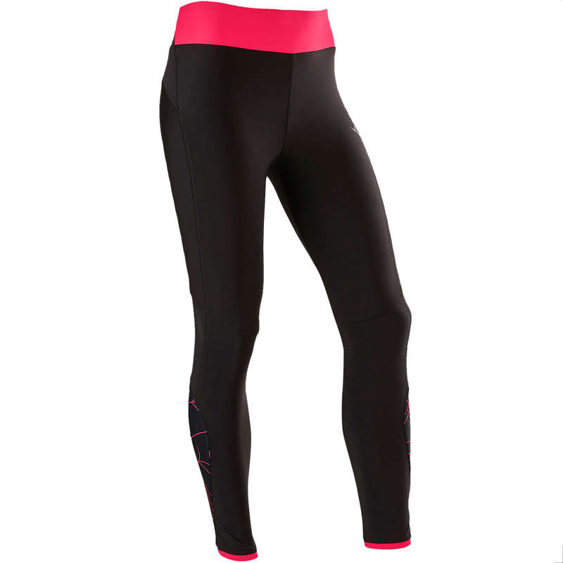 GIRLS' BREATHABLE RUNNING TIGHTS - KIPRUN DRY+ - NAVY PINK in