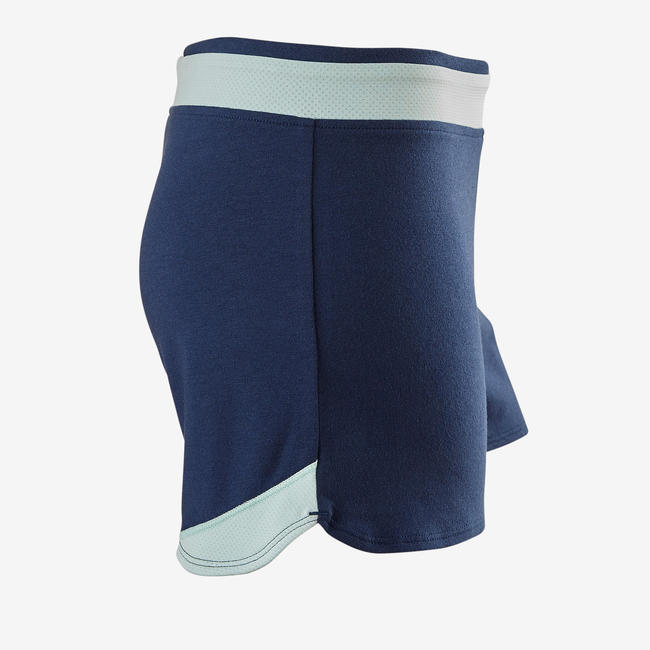 500 Girls' Breathable Cotton Gym Shorts - Blue Print