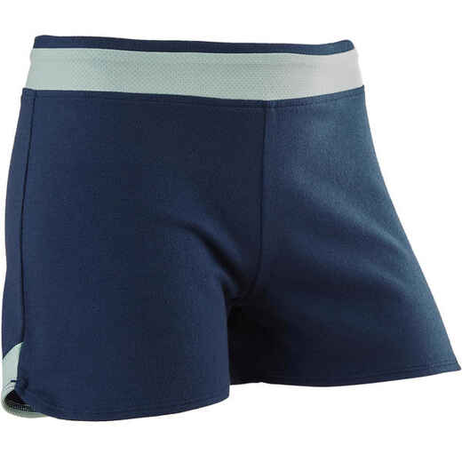 
      500 Girls' Breathable Cotton Gym Shorts - Blue Print
  