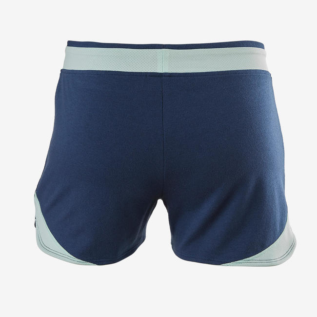 500 Girls' Breathable Cotton Gym Shorts Blue Print