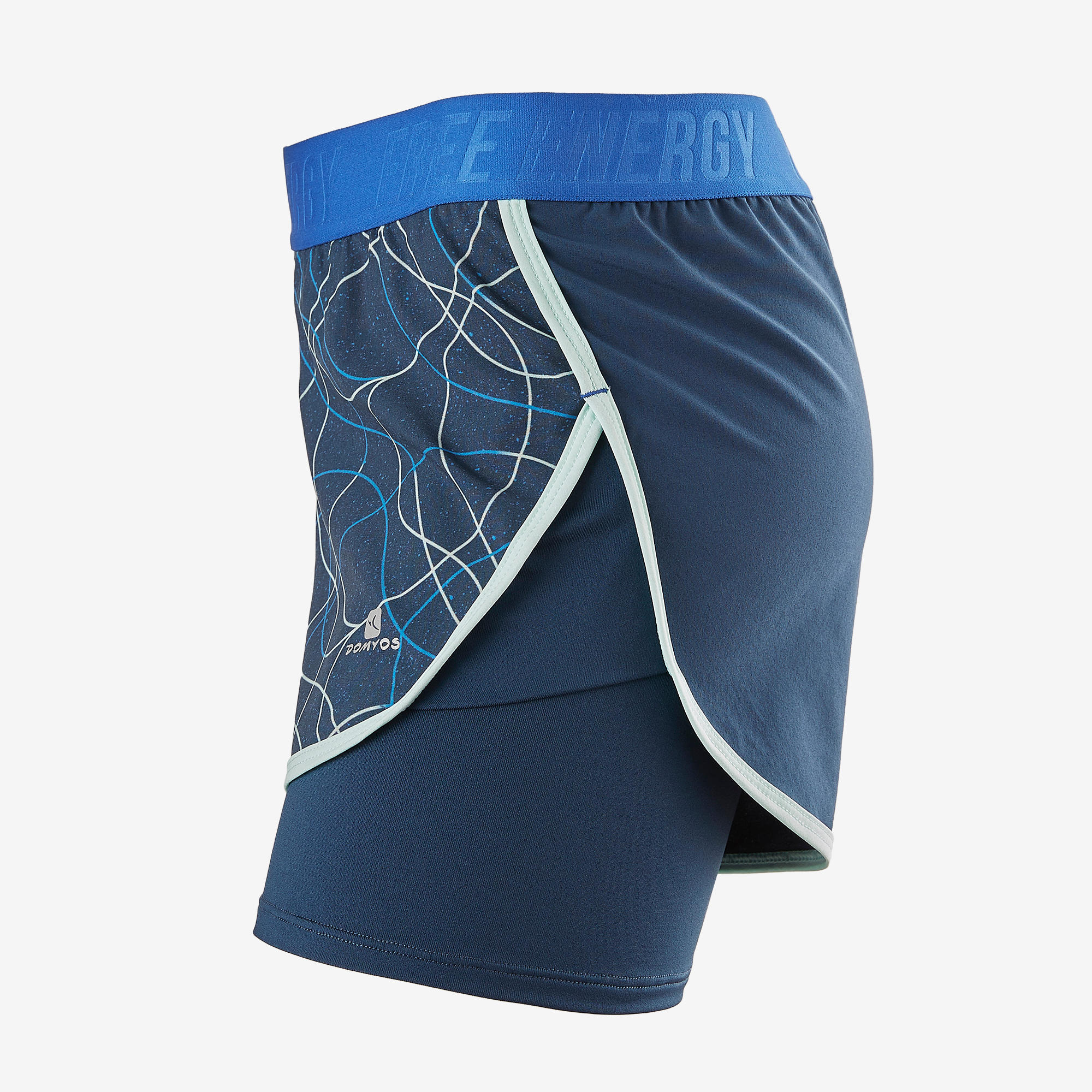 

W900 Girls' Breathable Gym Shorts - Blue Print -  By DOMYOS | Decathlon
