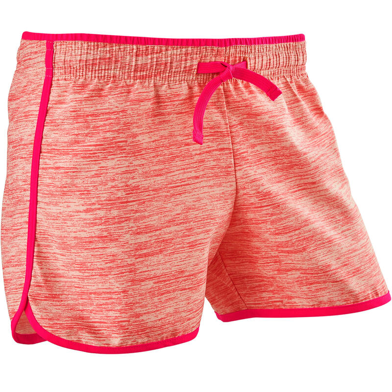 Short respirant W500 fille GYM ENFANT rose imprimé