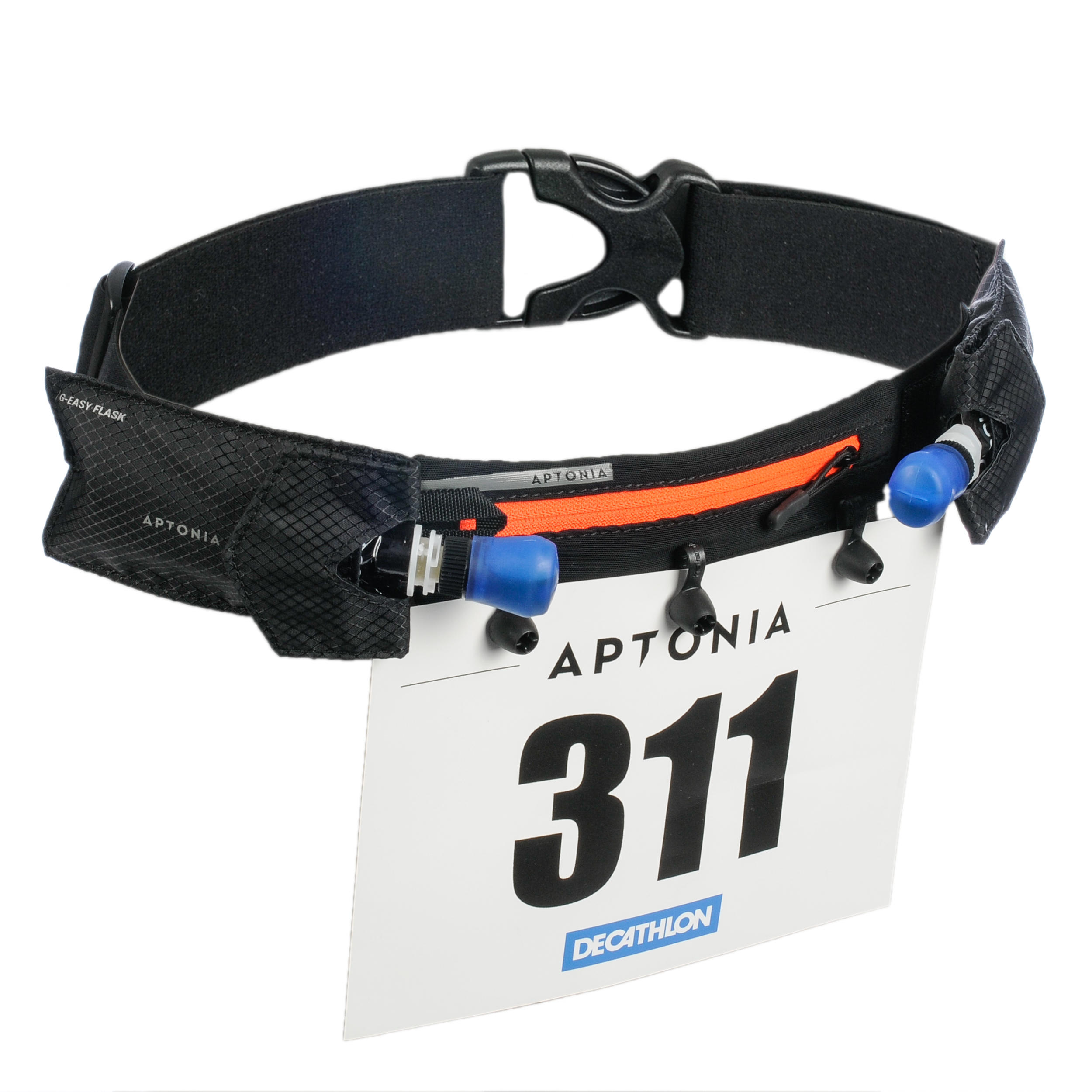 LONGDISTANCE TRIATHLON RACE NUMBER BIB BELT BLACK Aptonia Decathlon