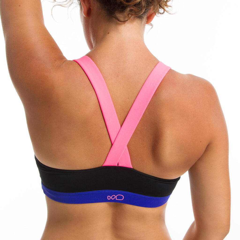 Sportbikini Oberteil Aquafitness Anna Damen schwarz/orange