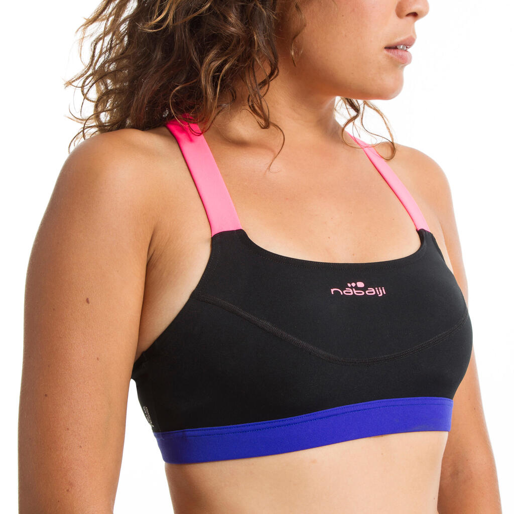 Sportbikini Oberteil Aquafitness Anna Damen schwarz/orange
