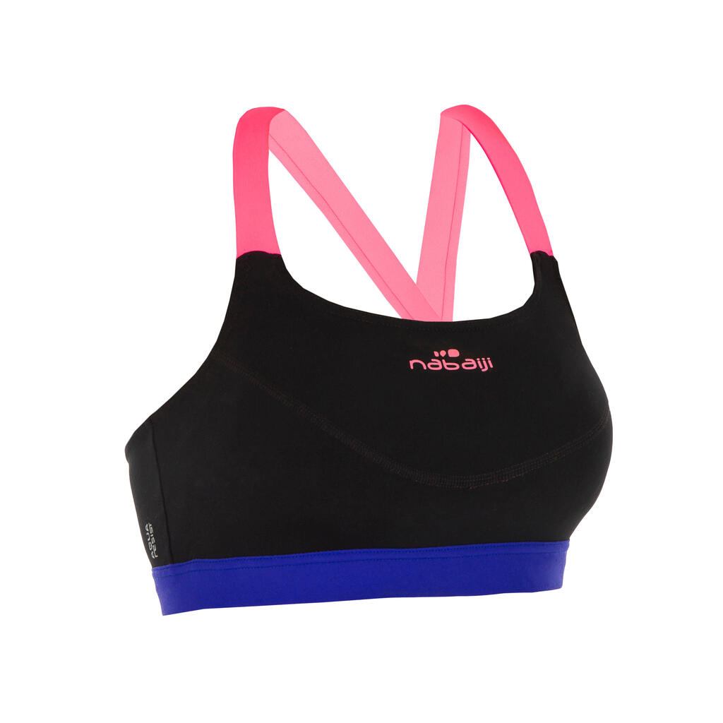 Sportbikini Oberteil Aquafitness Anna Damen schwarz/orange