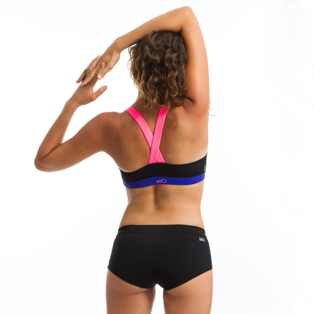 Sportbikini Oberteil Aquafitness Anna Damen schwarz/orange