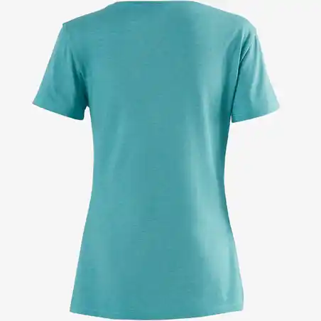 Women's Short-Sleeved Crew Neck Stretch Cotton Fitness T-Shirt 500 - Turquoise