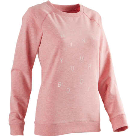 500 Women's Gentle Gym & Pilates Sweatshirt - Pink Print