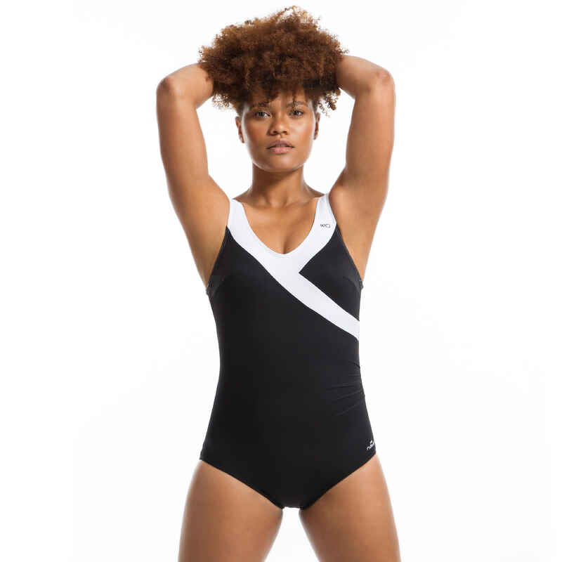 Women's Aquafitness One-Piece Swimsuit Karli - Black White