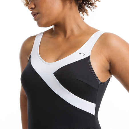 Moteriškas vandens gimnastikos maudymosi kostiumėlis „Karli“, juodas, baltas