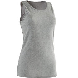 Débardeur 500 Pilates Gym douce femme gris chiné