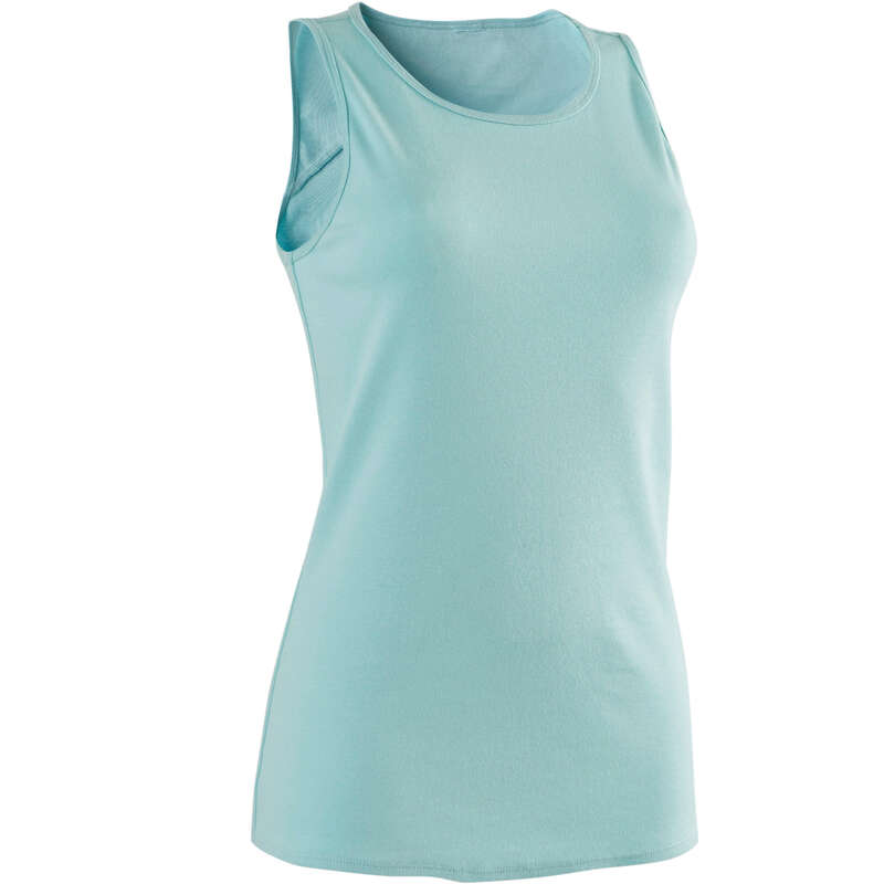 WOMAN T SHIRT LEGGING SHORT Pilates - 500 Gym Tank Top - Blue DOMYOS - Pilates Clothes
