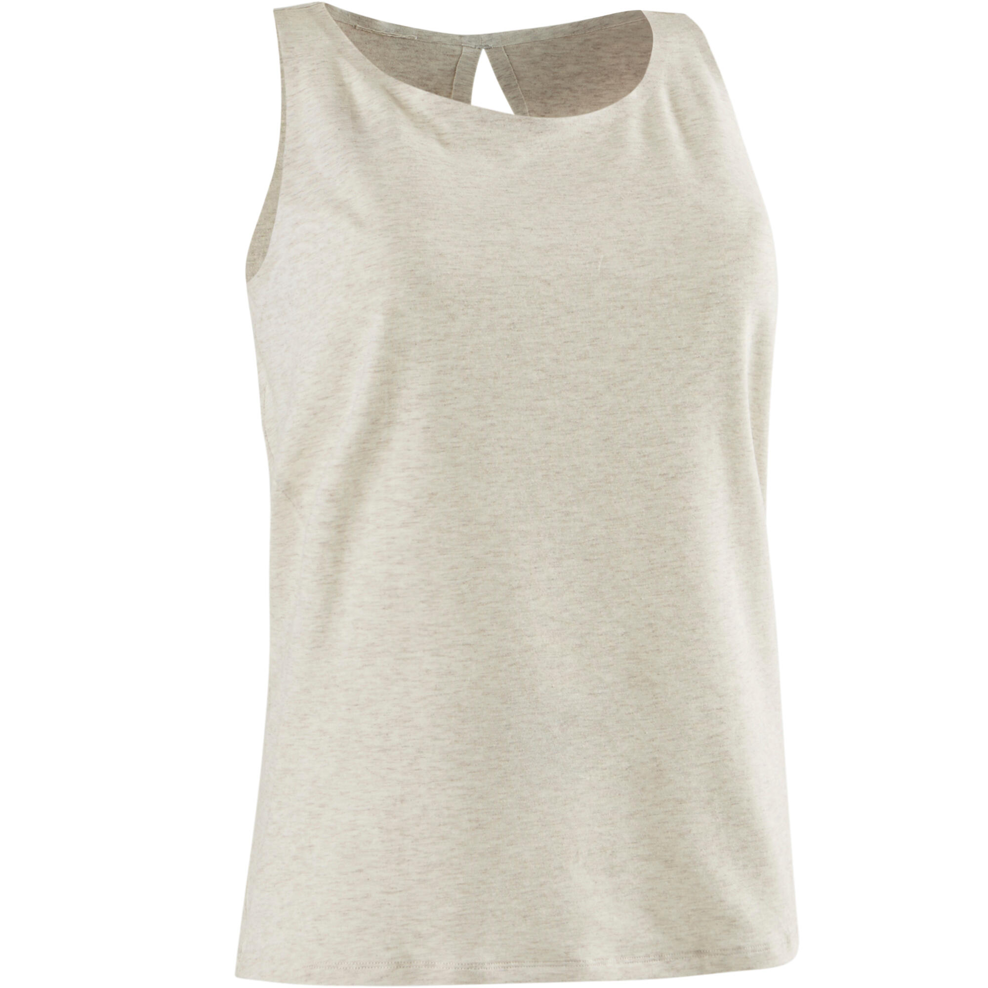 Domyos Top 520 Pilates En Lichte Gym Dames Gemeleerd Beige domyos kopen in de aanbieding