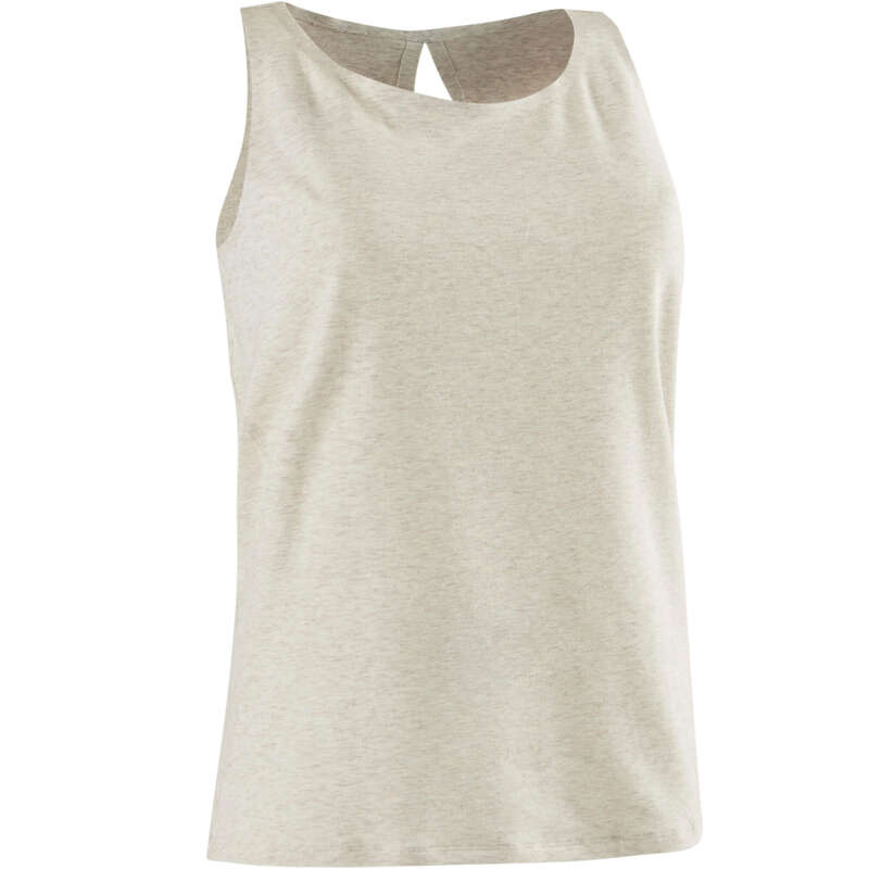 WOMAN T SHIRT LEGGING SHORT - 520 Gym Tank Top - Beige NYAMBA