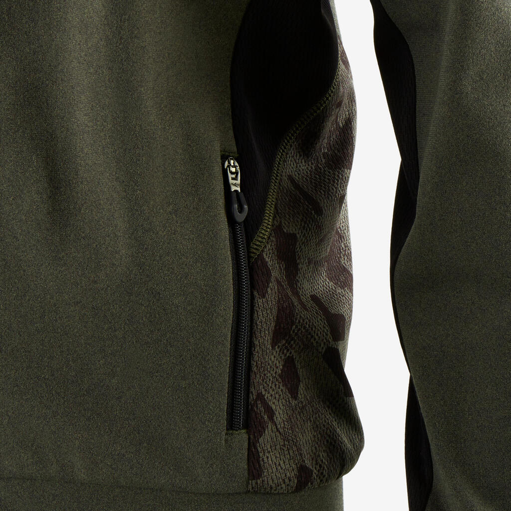 Veste capuche chaude, respirante S900 garçon GYM ENFANT kaki chiné