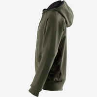 S900 Boys' Warm Breathable Hooded Gym Jacket - Mottled Khaki