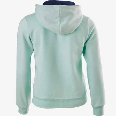 100 Girls' Warm Hooded Gym Jacket - Blue Print