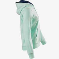 100 Girls' Warm Hooded Gym Jacket - Blue Print