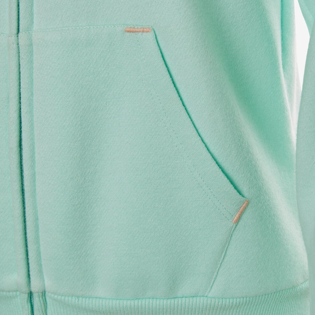 Veste capuche chaude 100 fille GYM ENFANT bleu imprimé