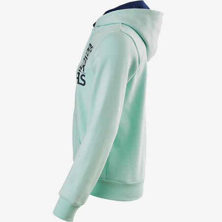 100 Girls' Warm Hooded Gym Jacket - Blue Print