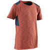 500 Boys' Gym Breathable Cotton Short-Sleeved T-Shirt - Blue/Orange