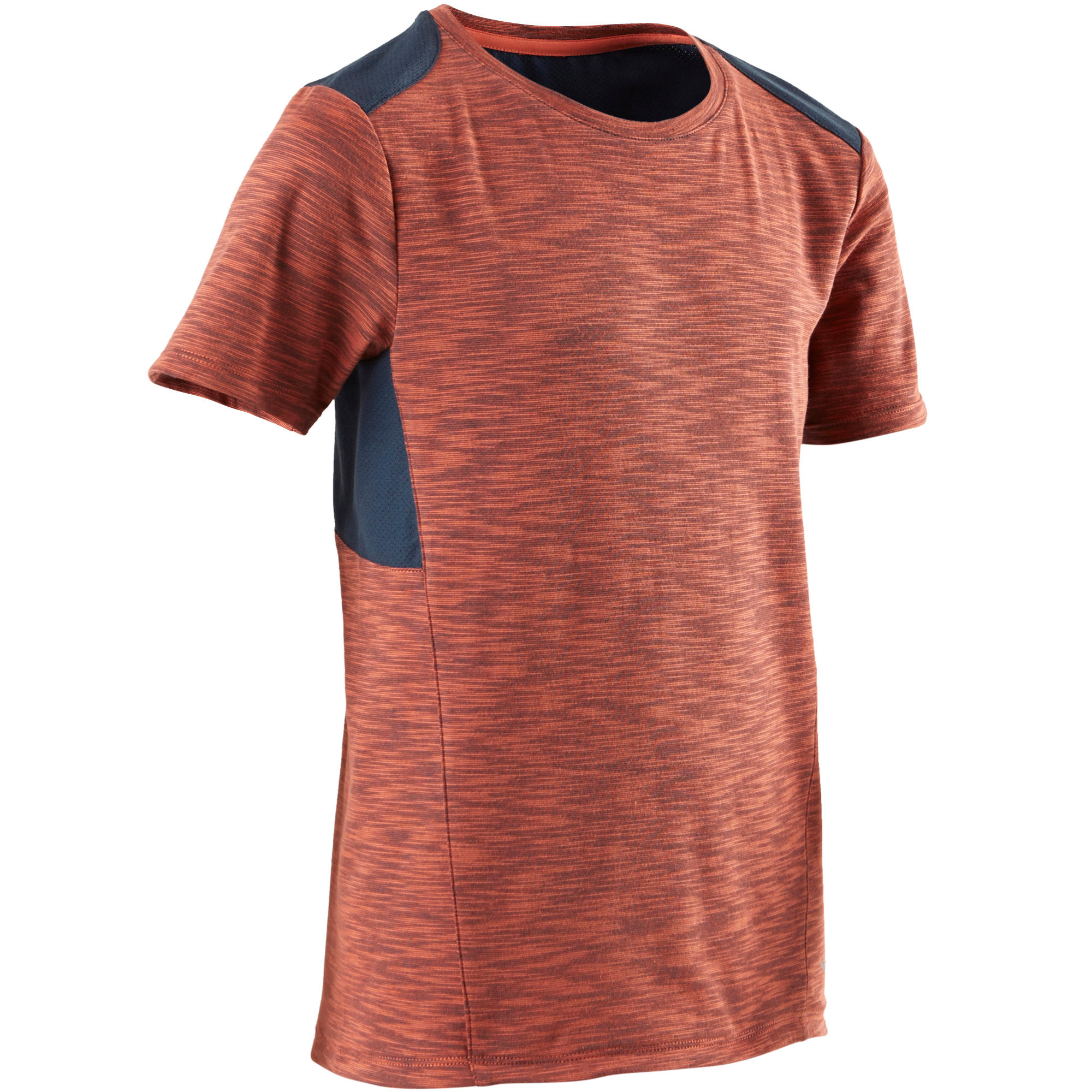 Domyos T Shirt Korte Mouwen Ademend Katoen 500 Jongens Gym Kinderen Blauw Oranje domyos kopen in de aanbieding