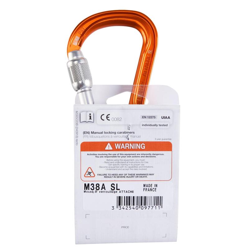 PETZL ATTACHE M35SL MOSCHETTONE A PERA CORTO CON GHIERA DI