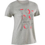 Girls' Recycled Short-Sleeved Gym T-Shirt 100 - Heathered Mid Grey Print