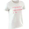 100 Girls' Short-Sleeved Gym T-Shirt - White Print