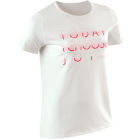 T-Shirt manches courtes 100 fille GYM ENFANT blanc imprimé